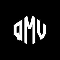 QMV letter logo design with polygon shape. QMV polygon and cube shape logo design. QMV hexagon vector logo template white and black colors. QMV monogram, business and real estate logo.