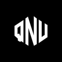 QNU letter logo design with polygon shape. QNU polygon and cube shape logo design. QNU hexagon vector logo template white and black colors. QNU monogram, business and real estate logo.