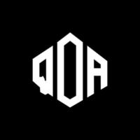 QOA letter logo design with polygon shape. QOA polygon and cube shape logo design. QOA hexagon vector logo template white and black colors. QOA monogram, business and real estate logo.