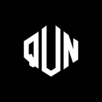 QUN letter logo design with polygon shape. QUN polygon and cube shape logo design. QUN hexagon vector logo template white and black colors. QUN monogram, business and real estate logo.