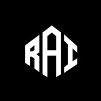 RAI letter logo design with polygon shape. RAI polygon and cube shape logo design. RAI hexagon vector logo template white and black colors. RAI monogram, business and real estate logo.