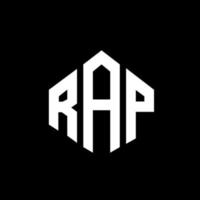 RAP letter logo design with polygon shape. RAP polygon and cube shape logo design. RAP hexagon vector logo template white and black colors. RAP monogram, business and real estate logo.