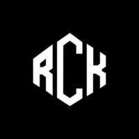 RCK letter logo design with polygon shape. RCK polygon and cube shape logo design. RCK hexagon vector logo template white and black colors. RCK monogram, business and real estate logo.