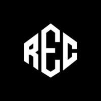 diseño de logotipo de letra rec con forma de polígono. rec diseño de logotipo en forma de polígono y cubo. rec hexágono vector logo plantilla colores blanco y negro. monograma rec, logotipo comercial e inmobiliario.