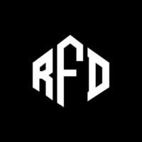 RFD letter logo design with polygon shape. RFD polygon and cube shape logo design. RFD hexagon vector logo template white and black colors. RFD monogram, business and real estate logo.