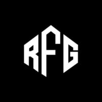 RFG letter logo design with polygon shape. RFG polygon and cube shape logo design. RFG hexagon vector logo template white and black colors. RFG monogram, business and real estate logo.