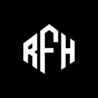 RFH letter logo design with polygon shape. RFH polygon and cube shape logo design. RFH hexagon vector logo template white and black colors. RFH monogram, business and real estate logo.