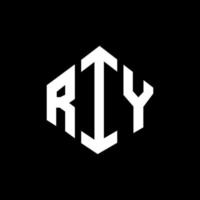 RIY letter logo design with polygon shape. RIY polygon and cube shape logo design. RIY hexagon vector logo template white and black colors. RIY monogram, business and real estate logo.