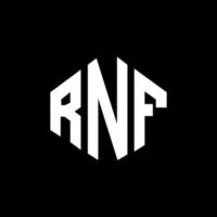 diseño de logotipo de letra rnf con forma de polígono. diseño de logotipo de forma de cubo y polígono rnf. rnf hexágono vector logo plantilla colores blanco y negro. monograma rnf, logotipo empresarial y inmobiliario.