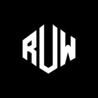 diseño de logotipo de letra ruw con forma de polígono. diseño de logotipo en forma de cubo y polígono ruw. ruw hexágono vector logo plantilla colores blanco y negro. monograma ruw, logotipo comercial e inmobiliario.