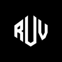 RUV letter logo design with polygon shape. RUV polygon and cube shape logo design. RUV hexagon vector logo template white and black colors. RUV monogram, business and real estate logo.