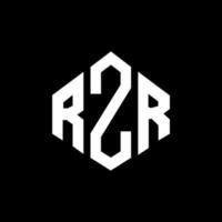 RZR letter logo design with polygon shape. RZR polygon and cube shape logo design. RZR hexagon vector logo template white and black colors. RZR monogram, business and real estate logo.