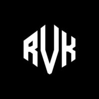 RVK letter logo design with polygon shape. RVK polygon and cube shape logo design. RVK hexagon vector logo template white and black colors. RVK monogram, business and real estate logo.