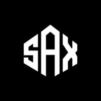 diseño de logotipo de letra sax con forma de polígono. diseño de logotipo de forma de cubo y polígono de saxofón. sax hexágono vector logo plantilla colores blanco y negro. monograma de saxofón, logotipo empresarial y inmobiliario.