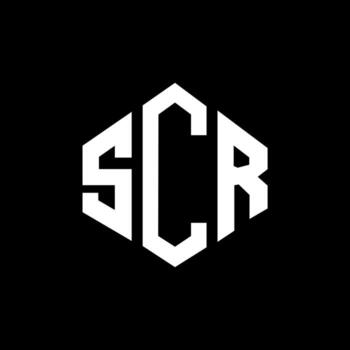 SCR letter logo design with polygon shape. SCR polygon and cube shape logo design. SCR hexagon vector logo template white and black colors. SCR monogram, business and real estate logo.