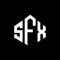 SFX letter logo design with polygon shape. SFX polygon and cube shape logo design. SFX hexagon vector logo template white and black colors. SFX monogram, business and real estate logo.