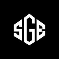 SGE letter logo design with polygon shape. SGE polygon and cube shape logo design. SGE hexagon vector logo template white and black colors. SGE monogram, business and real estate logo.