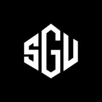 SGU letter logo design with polygon shape. SGU polygon and cube shape logo design. SGU hexagon vector logo template white and black colors. SGU monogram, business and real estate logo.