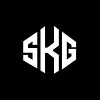 SKG letter logo design with polygon shape. SKG polygon and cube shape logo design. SKG hexagon vector logo template white and black colors. SKG monogram, business and real estate logo.