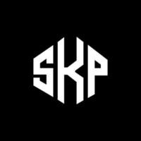 SKP letter logo design with polygon shape. SKP polygon and cube shape logo design. SKP hexagon vector logo template white and black colors. SKP monogram, business and real estate logo.