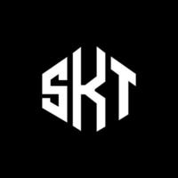 SKT letter logo design with polygon shape. SKT polygon and cube shape logo design. SKT hexagon vector logo template white and black colors. SKT monogram, business and real estate logo.