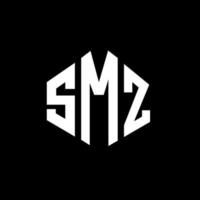 SMZ letter logo design with polygon shape. SMZ polygon and cube shape logo design. SMZ hexagon vector logo template white and black colors. SMZ monogram, business and real estate logo.
