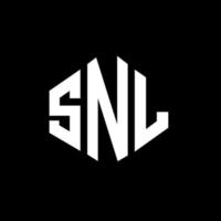 SNL letter logo design with polygon shape. SNL polygon and cube shape logo design. SNL hexagon vector logo template white and black colors. SNL monogram, business and real estate logo.