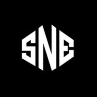 SNE letter logo design with polygon shape. SNE polygon and cube shape logo design. SNE hexagon vector logo template white and black colors. SNE monogram, business and real estate logo.