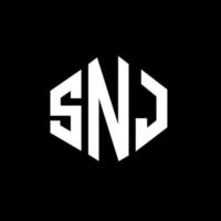 diseño de logotipo de letra snj con forma de polígono. snj polígono y diseño de logotipo en forma de cubo. snj hexágono vector logo plantilla colores blanco y negro. monograma snj, logotipo empresarial y inmobiliario.