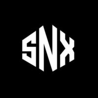 SNX letter logo design with polygon shape. SNX polygon and cube shape logo design. SNX hexagon vector logo template white and black colors. SNX monogram, business and real estate logo.