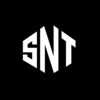 diseño de logotipo de letra snt con forma de polígono. diseño de logotipo en forma de cubo y polígono snt. snt hexágono vector logo plantilla colores blanco y negro. monograma snt, logotipo comercial e inmobiliario.