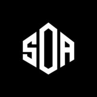 SOA letter logo design with polygon shape. SOA polygon and cube shape logo design. SOA hexagon vector logo template white and black colors. SOA monogram, business and real estate logo.