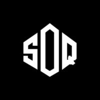 SOQ letter logo design with polygon shape. SOQ polygon and cube shape logo design. SOQ hexagon vector logo template white and black colors. SOQ monogram, business and real estate logo.