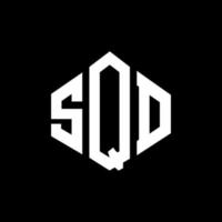 SQD letter logo design with polygon shape. SQD polygon and cube shape logo design. SQD hexagon vector logo template white and black colors. SQD monogram, business and real estate logo.