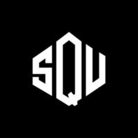 SQU letter logo design with polygon shape. SQU polygon and cube shape logo design. SQU hexagon vector logo template white and black colors. SQU monogram, business and real estate logo.