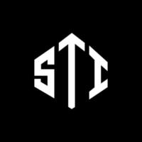 STI letter logo design with polygon shape. STI polygon and cube shape logo design. STI hexagon vector logo template white and black colors. STI monogram, business and real estate logo.