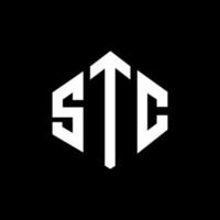 diseño de logotipo de letra stc con forma de polígono. diseño de logotipo en forma de cubo y polígono stc. plantilla de logotipo vectorial hexagonal stc colores blanco y negro. monograma stc, logotipo comercial e inmobiliario. vector