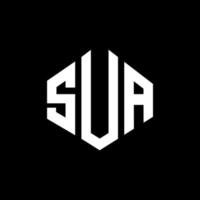 SUA letter logo design with polygon shape. SUA polygon and cube shape logo design. SUA hexagon vector logo template white and black colors. SUA monogram, business and real estate logo.