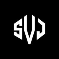 SVJ letter logo design with polygon shape. SVJ polygon and cube shape logo design. SVJ hexagon vector logo template white and black colors. SVJ monogram, business and real estate logo.