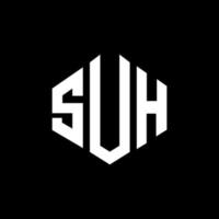 SUH letter logo design with polygon shape. SUH polygon and cube shape logo design. SUH hexagon vector logo template white and black colors. SUH monogram, business and real estate logo.