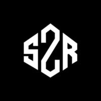 SZR letter logo design with polygon shape. SZR polygon and cube shape logo design. SZR hexagon vector logo template white and black colors. SZR monogram, business and real estate logo.