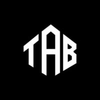 TAB letter logo design with polygon shape. TAB polygon and cube shape logo design. TAB hexagon vector logo template white and black colors. TAB monogram, business and real estate logo.