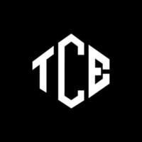 TCE letter logo design with polygon shape. TCE polygon and cube shape logo design. TCE hexagon vector logo template white and black colors. TCE monogram, business and real estate logo.