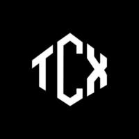 TCX letter logo design with polygon shape. TCX polygon and cube shape logo design. TCX hexagon vector logo template white and black colors. TCX monogram, business and real estate logo.