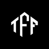 TFF letter logo design with polygon shape. TFF polygon and cube shape logo design. TFF hexagon vector logo template white and black colors. TFF monogram, business and real estate logo.