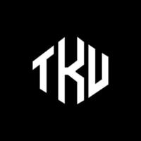 TKU letter logo design with polygon shape. TKU polygon and cube shape logo design. TKU hexagon vector logo template white and black colors. TKU monogram, business and real estate logo.