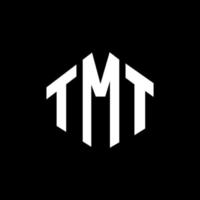 diseño de logotipo de letra tmt con forma de polígono. diseño de logotipo en forma de cubo y polígono tmt. tmt hexágono vector logo plantilla colores blanco y negro. monograma tmt, logotipo empresarial y inmobiliario.