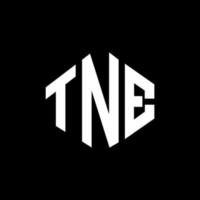 TNE letter logo design with polygon shape. TNE polygon and cube shape logo design. TNE hexagon vector logo template white and black colors. TNE monogram, business and real estate logo.