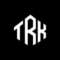 TRK letter logo design with polygon shape. TRK polygon and cube shape logo design. TRK hexagon vector logo template white and black colors. TRK monogram, business and real estate logo.