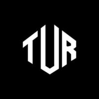 TUR letter logo design with polygon shape. TUR polygon and cube shape logo design. TUR hexagon vector logo template white and black colors. TUR monogram, business and real estate logo.